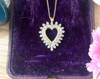 Mid Century Diamond Heart Pendant: 14K Yellow Gold, 1.00ctw, 20" Chain