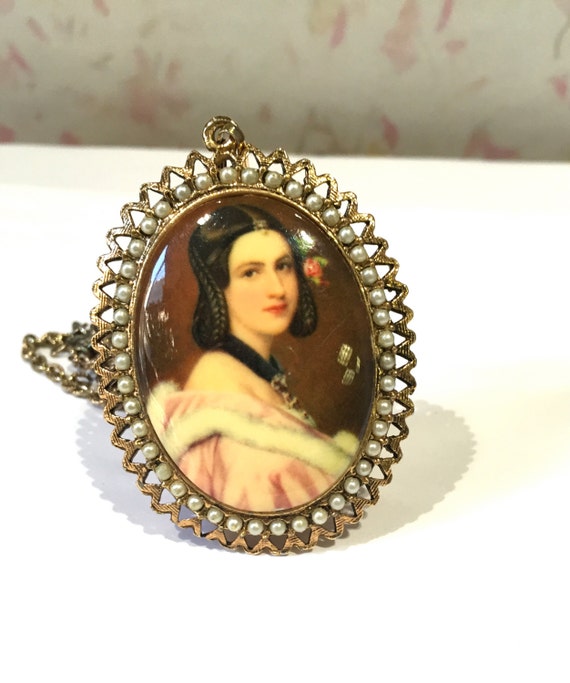 Pendant Watch With Vintage Lady Portrait, Medana … - image 1