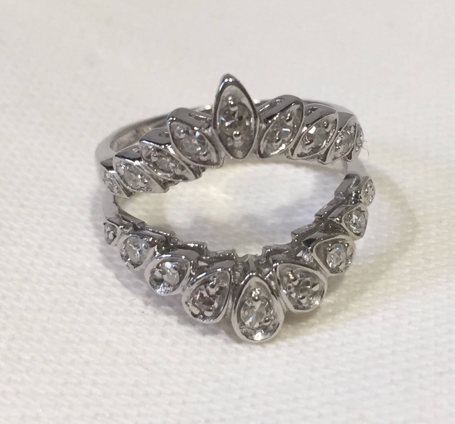 Vintage Diamond Ring Enhancer Vintage 14K White Gold Diamond Etsy