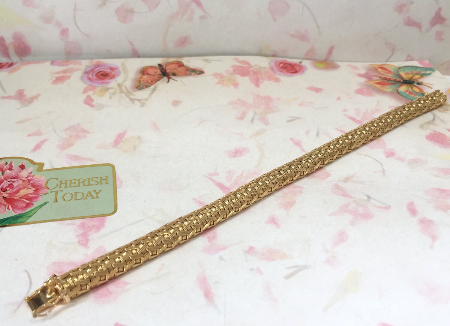 Woven Mesh Vintage Yellow Gold Bracelet Bracelet is Italian Etsy