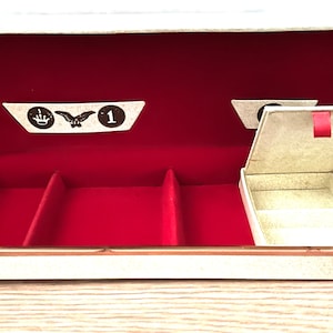 Vintage Schmuckschatulle ~ Kunstleder Metallbesatz roter Samt ~ Retro 50er Jahre NOS ~ Reise Aufbewahrung Schmuck Accessoire Case ~ Balfour