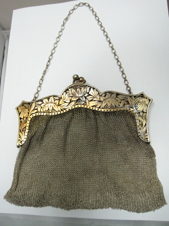 Sterling Silver Vintage Mesh Handbag 1930's, Cut O