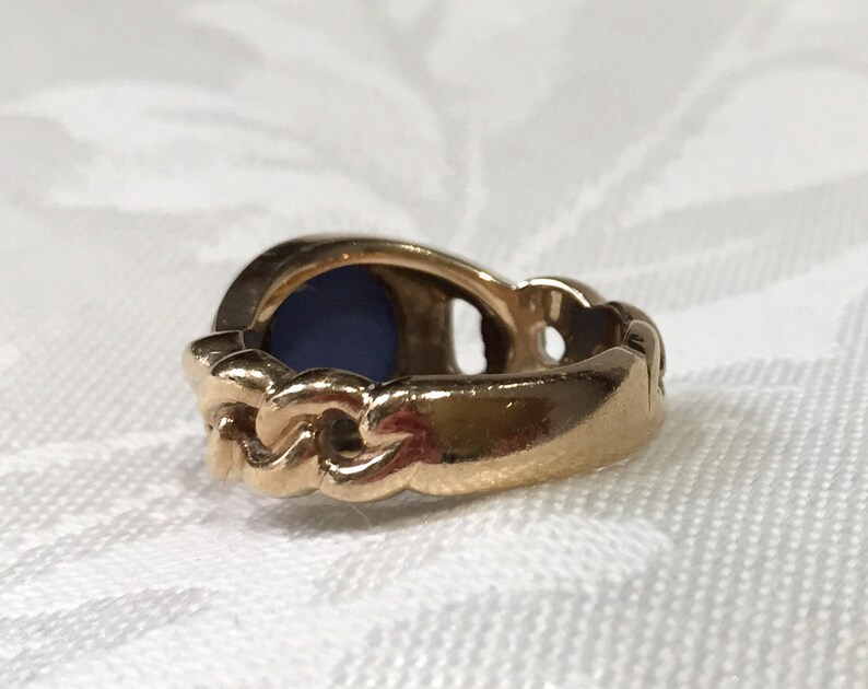 Lindy Star Ring, Vintage Mens Lindy Blue Star Sapphire Ring, Yellow ...