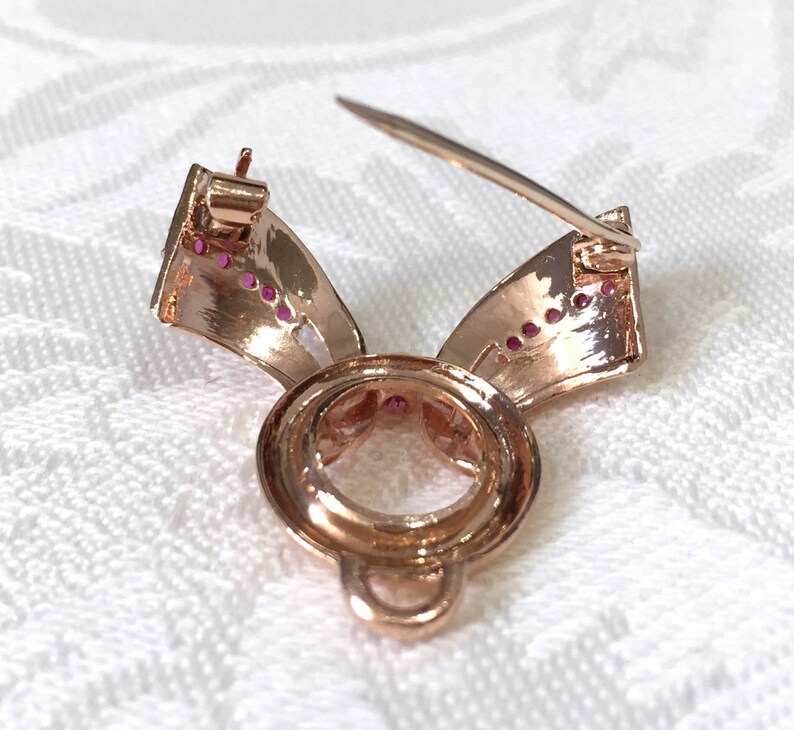 Rose Gold Vintage Ruby Brooch/pin 14K Art Deco Charm Locket Etsy