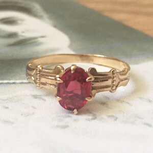 Edwardian 10K Rose Gold Garnet Ring: January Birthstone, Size 7.5