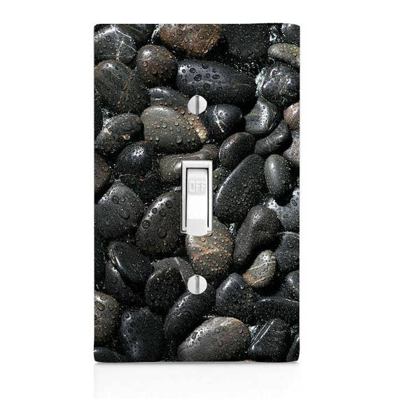 Black Gray River Rocklight Switch Cover Printed Switchplate Image 0