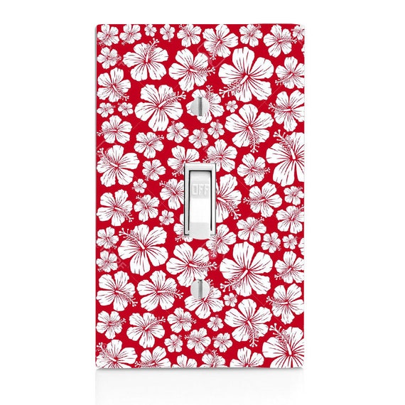 Red Hawaiian Hibiscus Tropical Switch Cover Kitchen Decor Bedroom Decor Bathroom Decor Lighting Home Decor Wall Decor Housewarming
