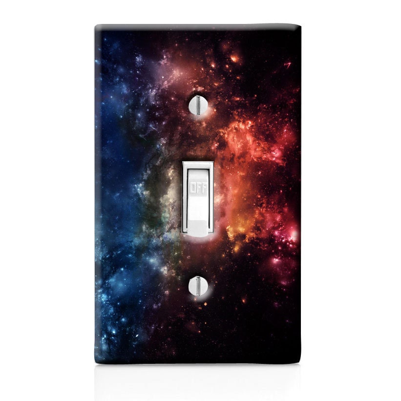 Light Switch Cover Red Galaxy Space Blue Stars Printed | Etsy