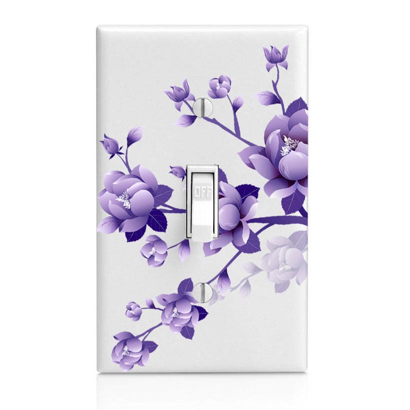 Purple Flowers on Branch Light switch Cover Bedroom Decor | Etsy