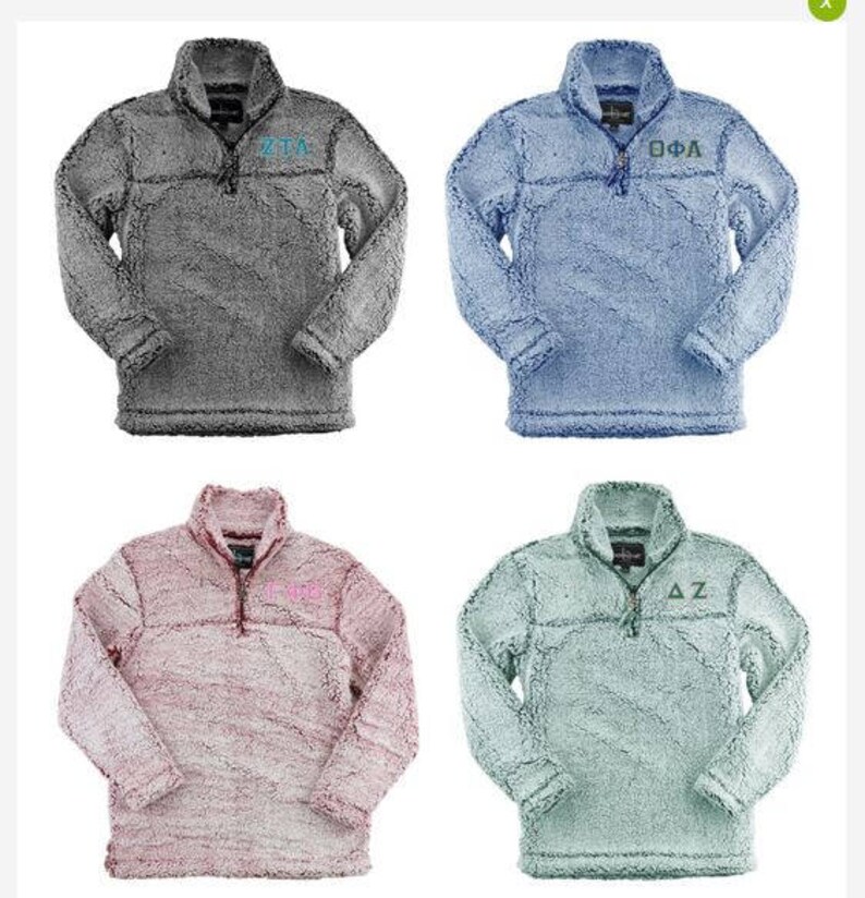 Zeta Tau Alpha Sherpa Pullover TealSilver Thread