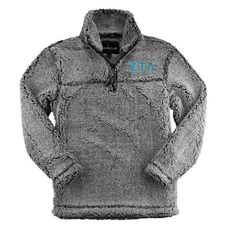 Zeta Tau Alpha Sherpa Pullover TealSilver Thread