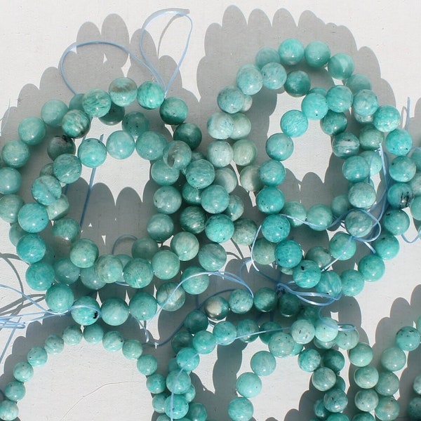 TEAL AMAZONITE BRACELETS * Blue-Green Crystal Stones * Round Bead + Wrist Size Choices * bEST pRICE *