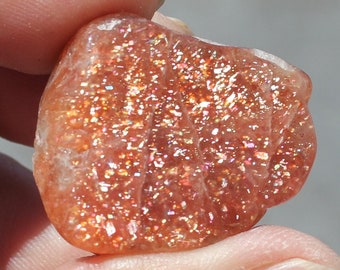 100 grams TUMBLE POLISHED SUNSTONE * Tanzania Rocks, Natural & Untreated * Small/Medium Size for Jewelry, Pieces w/ Rainbow Confetti Flash