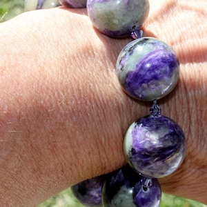 Big 20mm ROUND CHAROITE BEADS - Rare Chatoyant Russian Gemstone, Natural, 12 Grams Each * Focal Pendant * Sold 1 Bead at a Time *