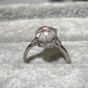 BAGUE orbiculaire JASPE OCÉAN en argent sterling 925, taille réglable * vert avec boules roses image 6