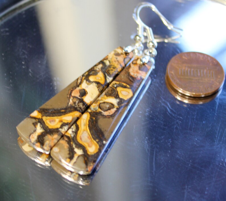 Gold-Plated Ear-Wires or 2 Trapazoid Cab 2 Choices 1 Teardrop Cab Silver-Plated Ear-Wires * COBRA JASPER EARRINGS