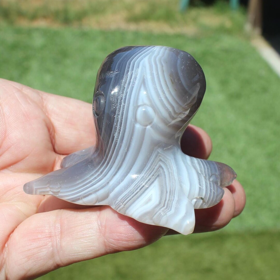 Carved BANDED AGATE OCTOPUS Figure ~ Rock Stone Octo Ocean Animal * - Etsy