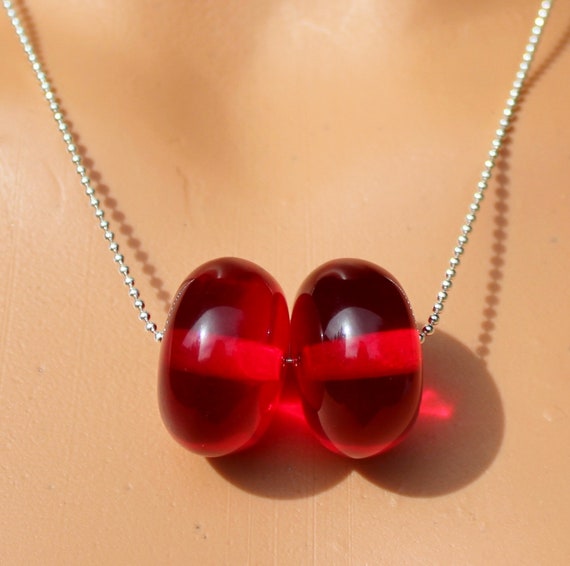 Cherry Red BAKELITE BEAD NECKLACES ~ 1 or 2-Beads… - image 8