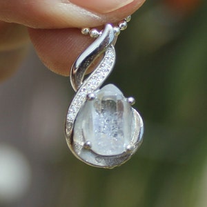 BLUE RUTILE PENDANT * Solid Sterling Silver Setting w/ Crystal Accents, Delicate Dumortierite Needles, Polished Clear Quartz Point * Brazil