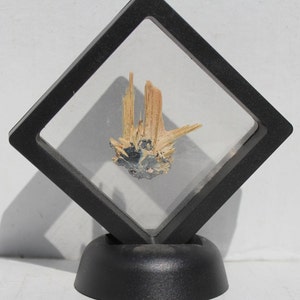1.5&quot; GOLDEN RUTILE HEMATITE * 22 ct Specimen * Novo Horizonte, Bahia, Brazil * Clear Display Case Frame Stand Included *