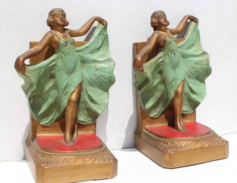 Antique 1920 Loie Fuller DANCING GIRLS BOOKENDS Over 6 Etsy