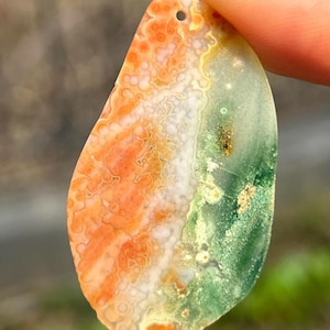 Translucent OCEAN JASPER FOCAL Bead #13  Rock Orbs Cabochon Stone Jewelry Orbicular