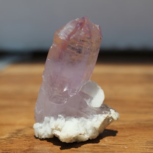 TWIN SCEPTER AMETHYST Point on Matrix * Vera Cruz Mexico * Clear Purple Crystal w/ Rainbows + Etchings * Sale *