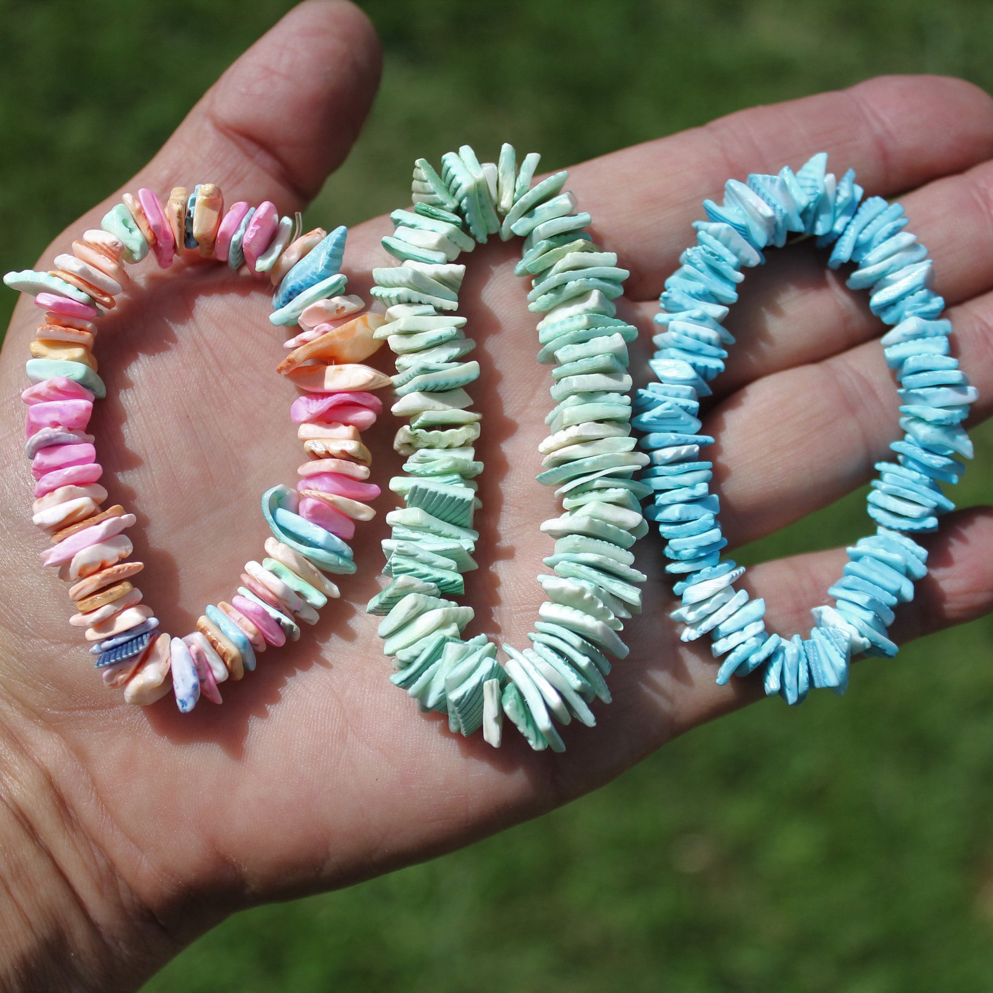 3 COLORFUL SHELL BRACELETS * You Get All 3 Stretch Elastic