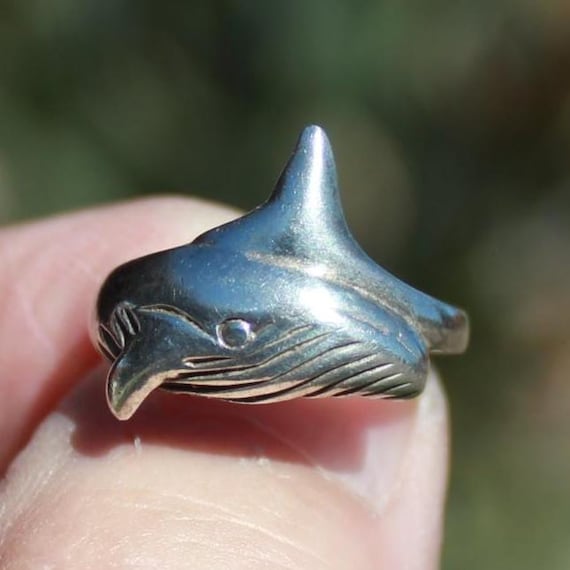 HUMPBACK WHALE RING * Solid Sterling Silver Band … - image 1