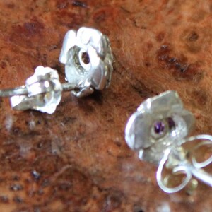 Genuine PURPLE DIAMOND EARRINGS In 0.925 Sterling Silver Rose-Bud Posts High Quality & Rare Studs image 5