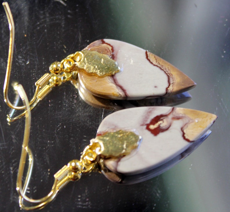 Gold-Plated Ear-Wires or 2 Trapazoid Cab 2 Choices 1 Teardrop Cab Silver-Plated Ear-Wires * COBRA JASPER EARRINGS