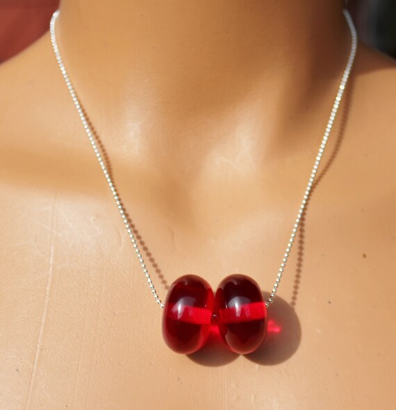 Cherry Red BAKELITE BEAD NECKLACES ~ 1 or 2-Beads… - image 4