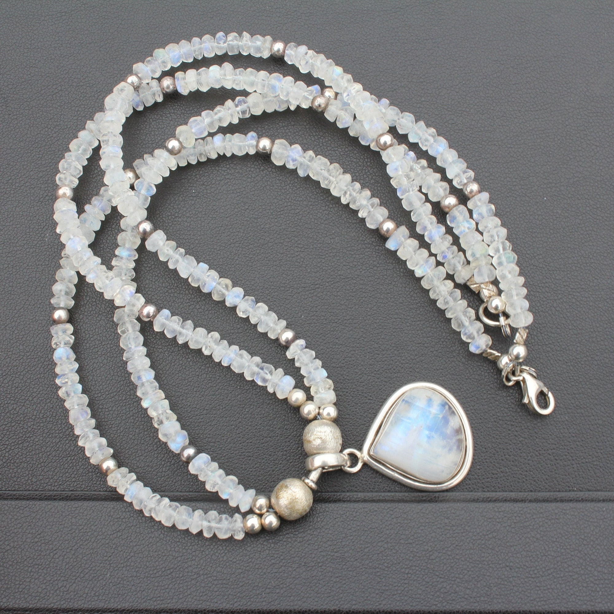 Rainbow Moonstone & Multi Gemstone Sheep Pendant w/ 18