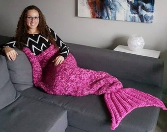 PDF knitting pattern mermaid tail blanket, easy and quick to knit
