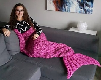 PDF knitting pattern mermaid tail blanket, easy and quick to knit