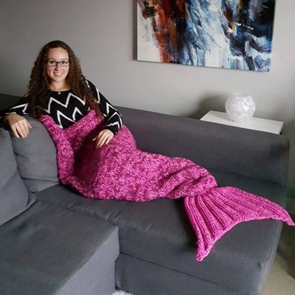 PDF knitting pattern mermaid tail blanket, easy and quick to knit