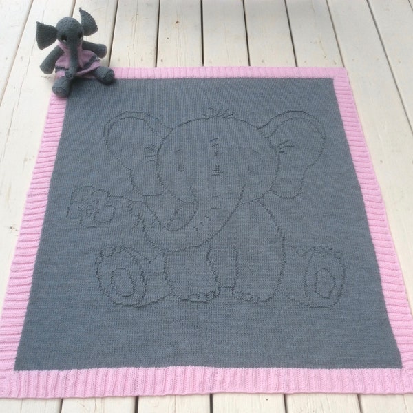 Patron tricot PDF couverture éléphant en relief, facile à tricoter