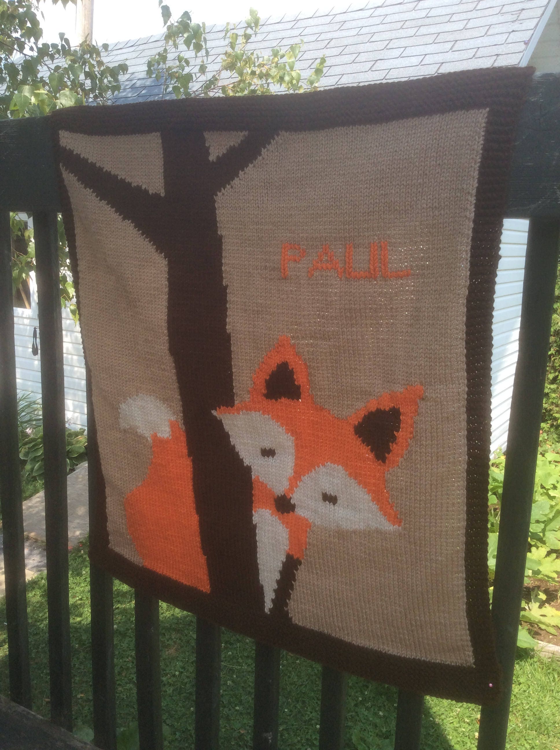 PDF Knitting Pattern Blanket in Intarsia for Baby Design Fox Etsy UK