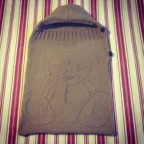Patron tricot PDF Nid d'ange Ourson en relief pour bébé, facile à tricoter