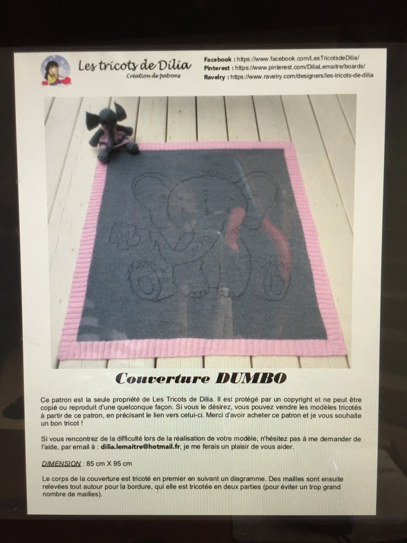 PDF knitting pattern DUMBO blanket in relief, easy to knit image 2