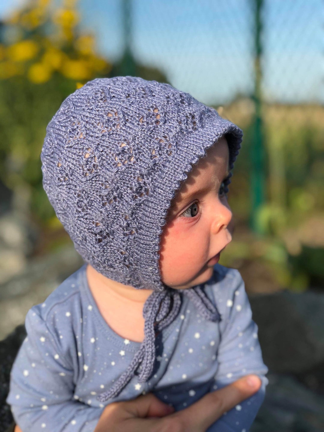 PDF Knitting Pattern Lacy Bonnet for Baby - Etsy