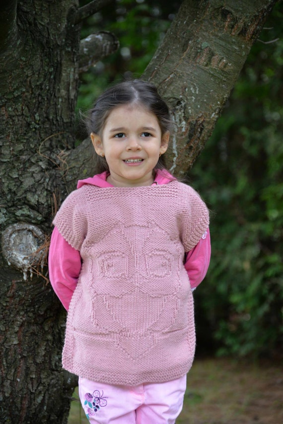 Patron Tricot Pdf Pull Poncho Hibou En Relief Pour Enfant Etsy