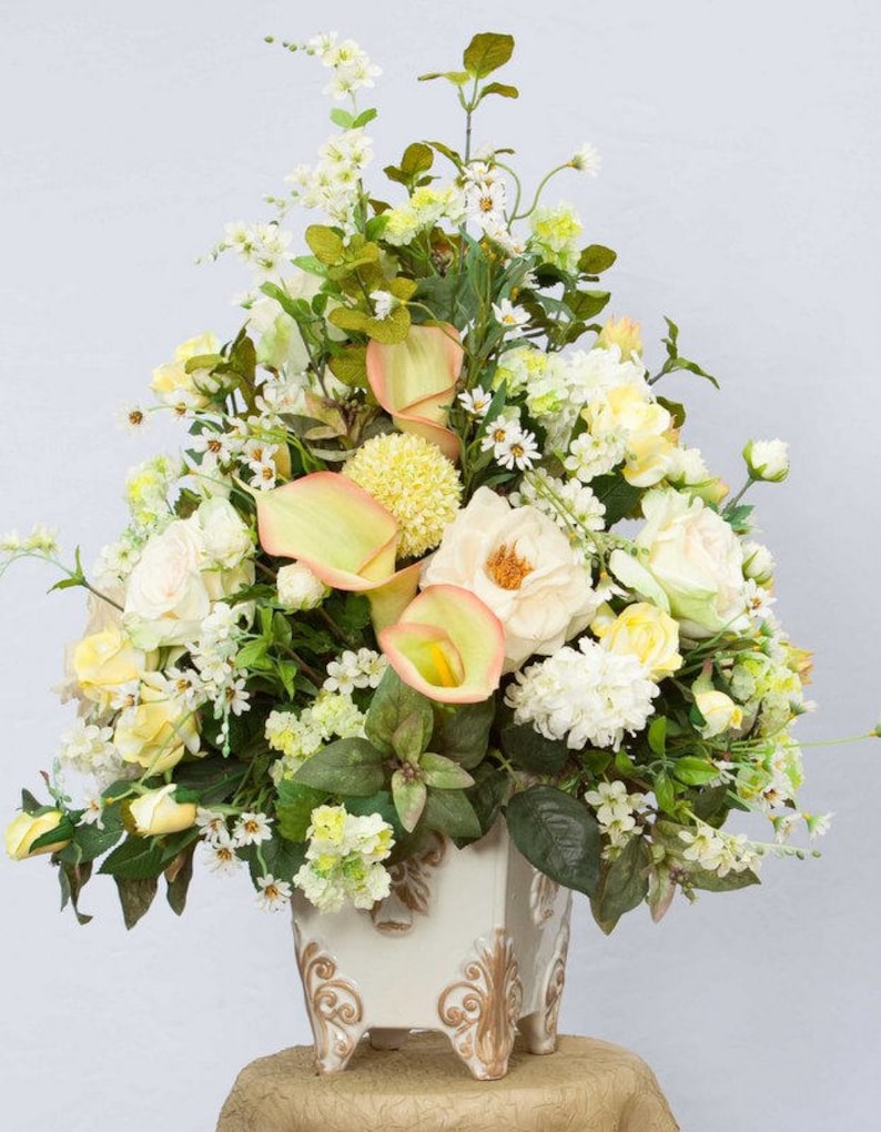 XL SILK FLORAL Centerpiece Silk Table Arrangement Etsy