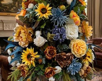 XL TUSCAN FLORAL Arrangement, Formal Table Centerpiece, Silk Floral Arrangement, Table Arrangement, Home Decor, Luxury Floral Design, Floral