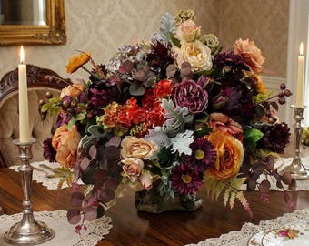 XL TUSCAN FLORAL Arrangement, Formal Table Centerpiece, Silk Floral Arrangement, Table Arrangement, Home Decor, Luxury Floral Design, Floral