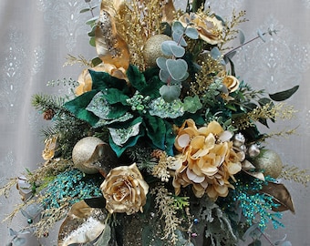 XL HOLIDAY ARRANGEMENT, Large Silk Arrangement, Christmas Arrangement, Silk Table Centerpiece, Home Decor, Christmas Floral Design