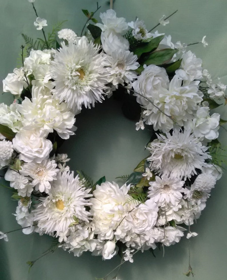 WHITE SILK WREATH Spring Wreath Summer Wreath Wedding Etsy