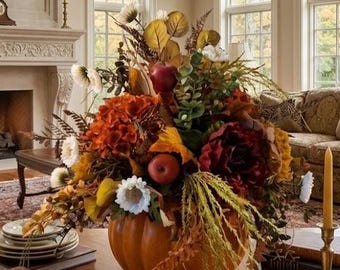LARGE FALL FLORAL Arrangement Formal Table Centerpiece Silk Floral Arrangement Table Arrangement Home Decor Luxury Floral Design Floral