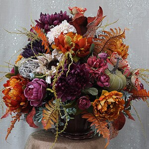 XL FALL FLORAL Arrangement, Formal Table Centerpiece, Silk Floral Arrangement, Table Arrangement, Home Decor, Luxury Floral Design, Floral image 4