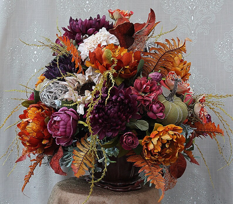 XL FALL FLORAL Arrangement, Formal Table Centerpiece, Silk Floral Arrangement, Table Arrangement, Home Decor, Luxury Floral Design, Floral image 4